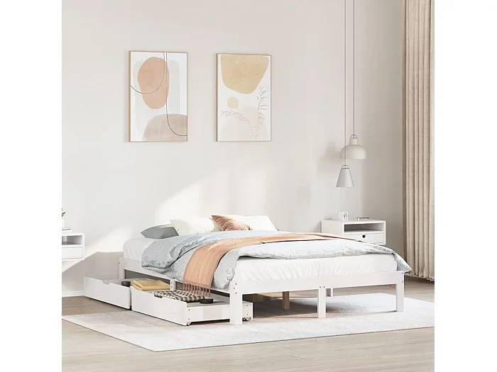 Estructura de cama con cajones madera de pino blanco 120×200 cm