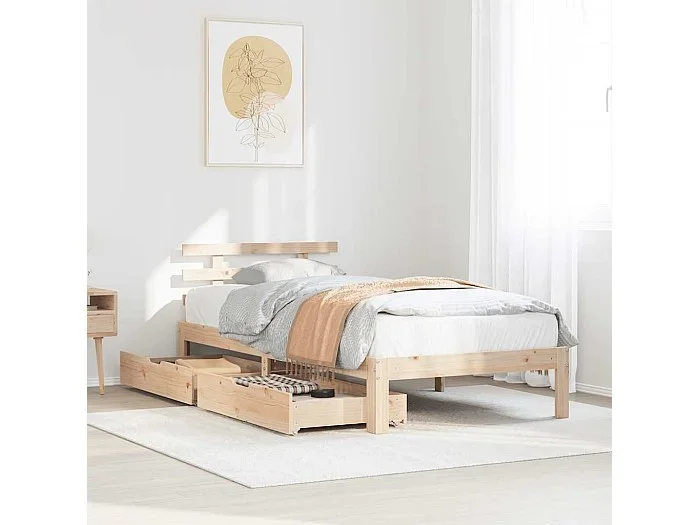 Estructura de cama con cajones madera maciza pino 90×190 cm