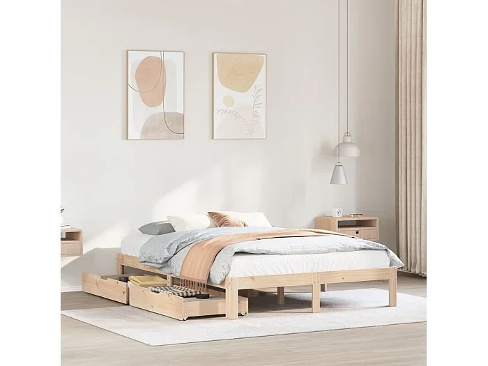 Estructura de cama con cojines madera maciza de pino 140×190 cm