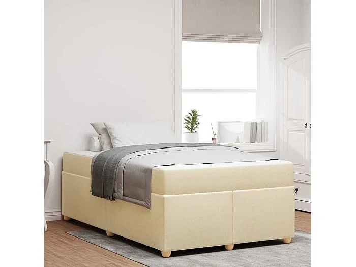 Estructura de cama con colchón Crema 120 x 200 cm tela