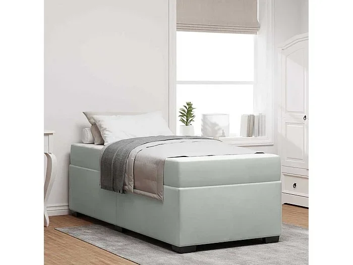 Estructura de cama con colchón Gris claro 90 x 200 cm