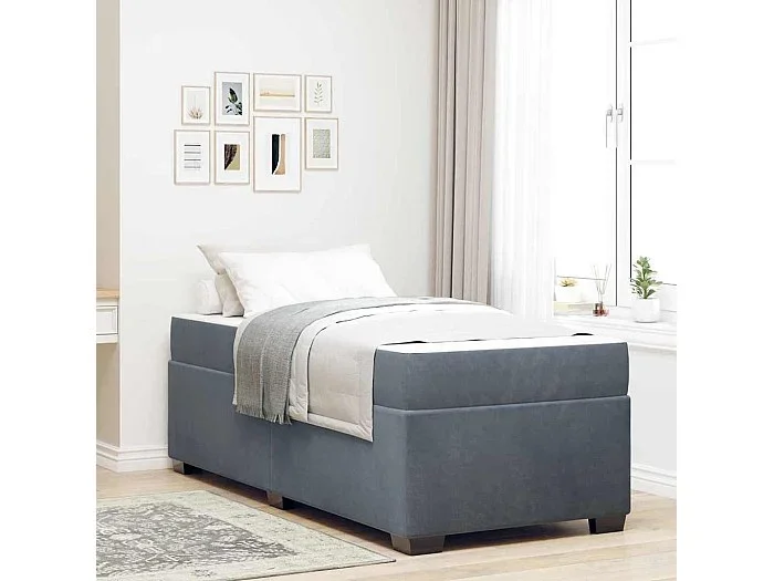 Estructura de cama con colchón Gris oscuro 100 x 200 cm