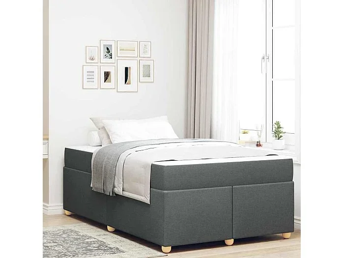 Estructura de cama con colchón Gris oscuro 120 x 190 cm tela