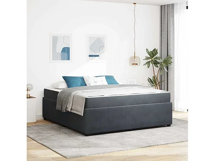 Estructura de cama con colchón Gris oscuro 180 x 200 cm