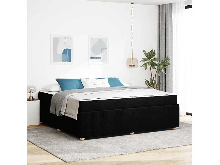 Estructura de cama con colchón Negro 200 x 200 cm tela