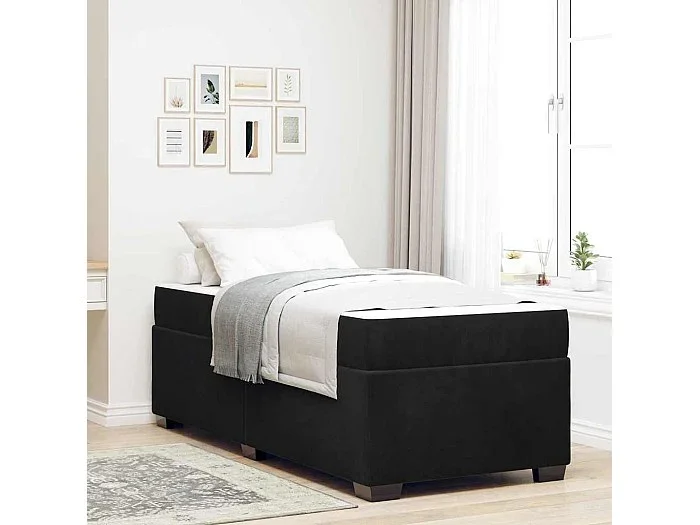 Estructura de cama con colchón Negro 90 x 190 cm Terciopelo