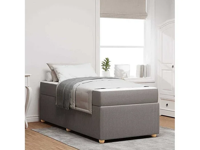 Estructura de cama con colchón Taupé 90 x 190 cm tela