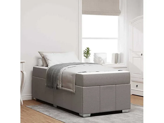 Estructura de cama con colchón Taupé 90 x 200 cm tela