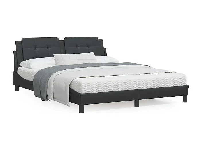 Estructura de cama con luces LED cuero PE negro 160×200 cm