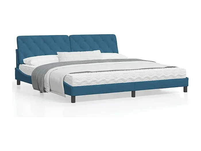 Estructura de cama con luces LED terciopelo azul 200×200 cm