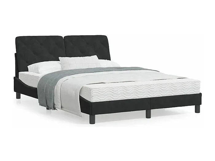 Estructura de cama con luces LED terciopelo negro 120×200 cm