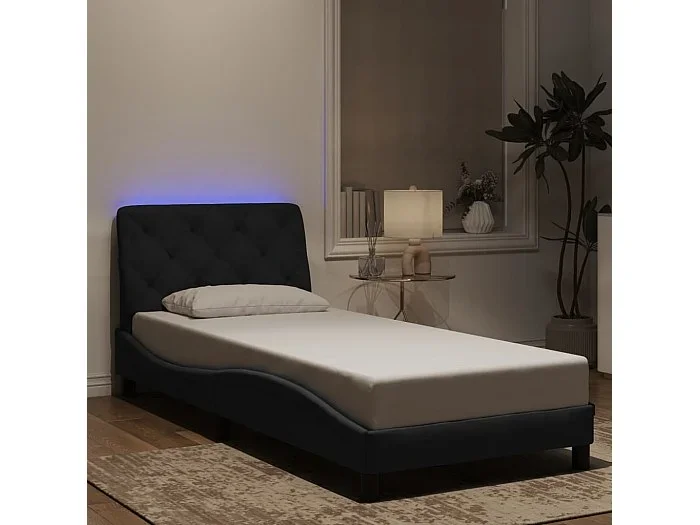 Estructura de cama con luces LED terciopelo negro 90×200 cm