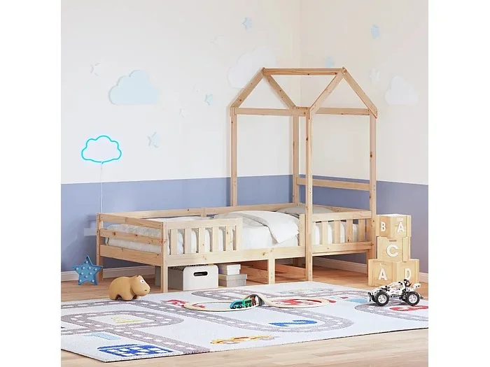 Estructura de cama con techo madera maciza de pino 100×200 cm