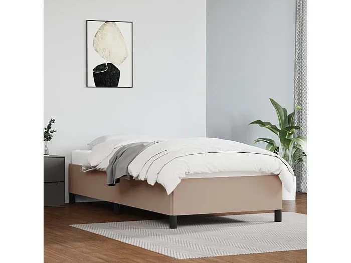 Estructura de cama de cuero sintético capuchino 100×200 cm ES951247