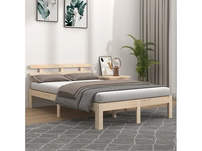 Estructura de cama de madera maciza 140×190 cm