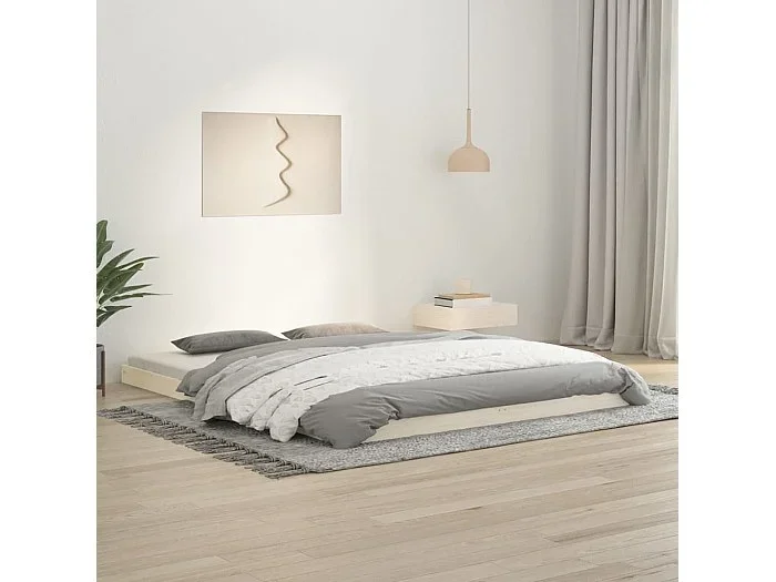 Estructura de cama de madera maciza de pino blanco 160×200 cm
