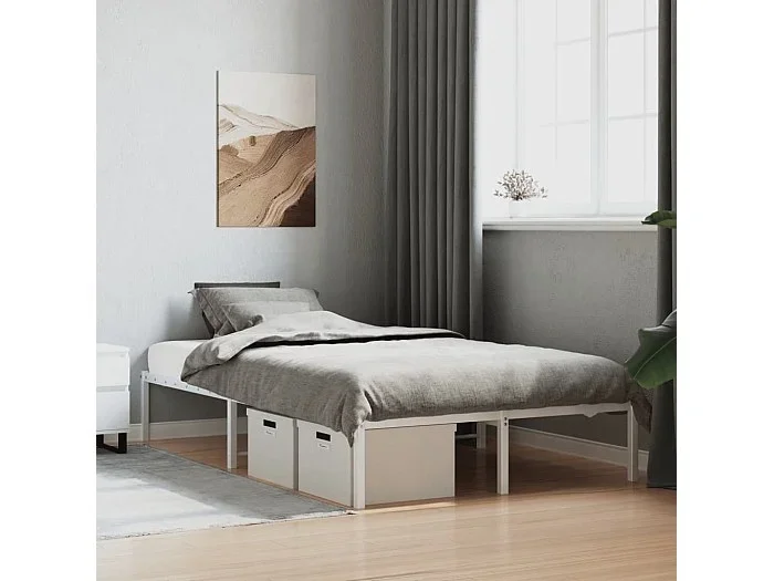 Estructura de cama de metal blanca 120×190 cm