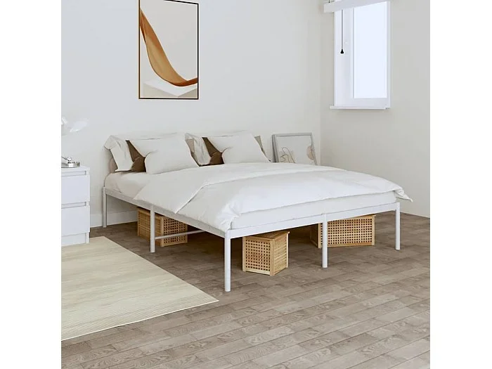Estructura de cama de metal blanca 160×200 cm