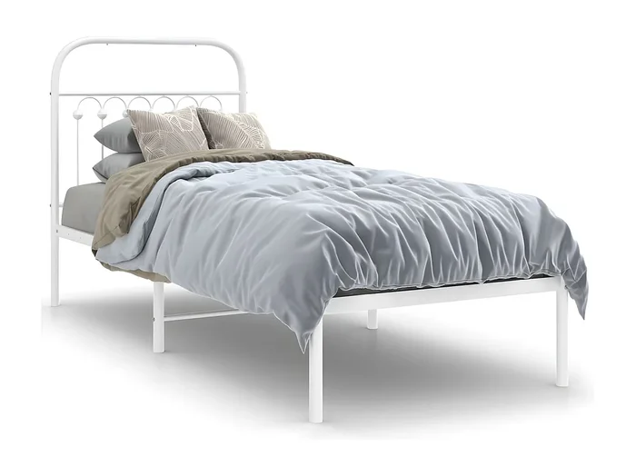 Estructura de cama de metal con cabecero blanco 75×190 cm