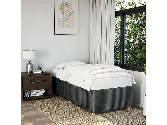 Estructura de cama de tela gris oscura 90×200 cm