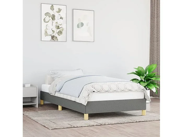 Estructura de cama de tela gris oscuro 100×200 cm