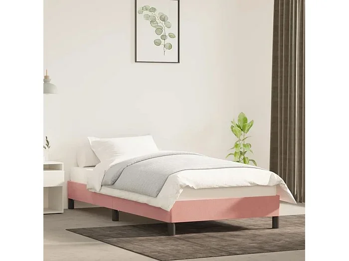 Estructura de cama de terciopelo rosa 100×200 cm