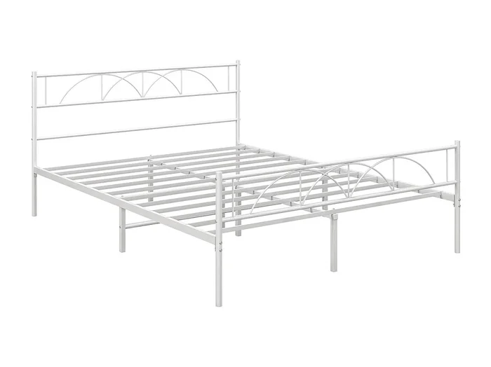 Estructura de cama doble Alaska Homcom con cabecero acero blanco 150×200 cm