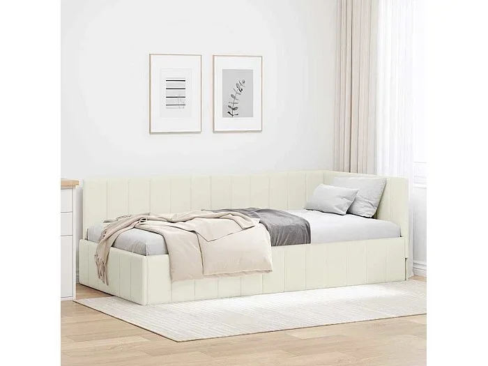 Estructura de cama en esquina Crema 100 x 200 cm Terciopelo