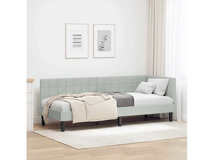 Estructura de cama en esquina Gris claro 80 x 200 cm Terciopelo