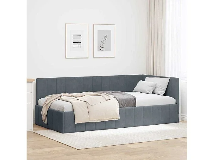 Estructura de cama en esquina Gris oscuro 100 x 200 cm