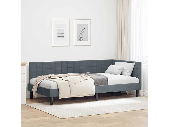 Estructura de cama en esquina Gris oscuro 90 x 200 cm