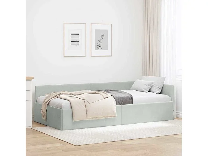 Estructura de cama en esquina Otro Gris claro 90 x 190 cm