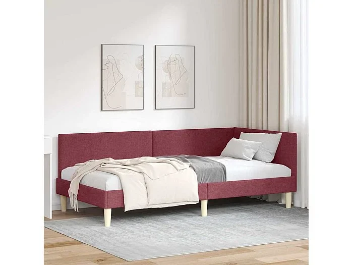 Estructura de cama en esquina Otro Rojo vino tinto 80 x 200 cm