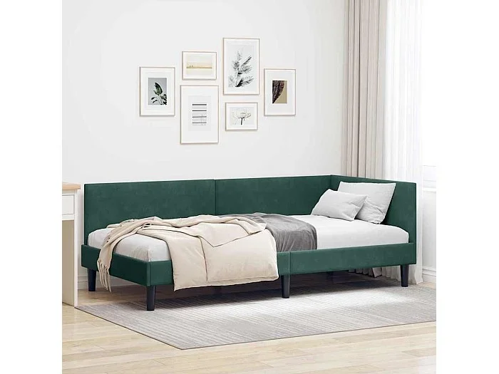 Estructura de cama en esquina Otro Verde oscuro 90 x 200 cm
