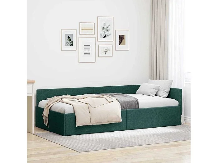 Estructura de cama en esquina Verde oscuro 100 x 200 cm