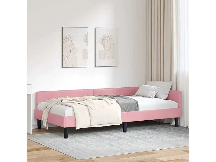 Estructura de Cama Esquinera con cabecera Rosa 100 x 200 cm