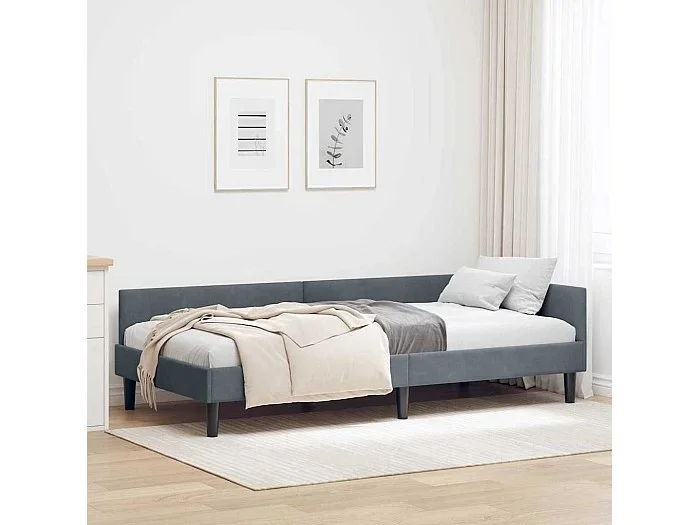 Estructura de Cama Esquinera Manual Gris oscuro 100 x 200 cm