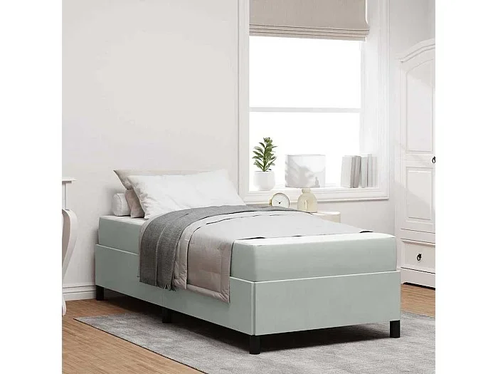 Estructura de cama Gris claro, Gris y Blanco 80 x 200 cm