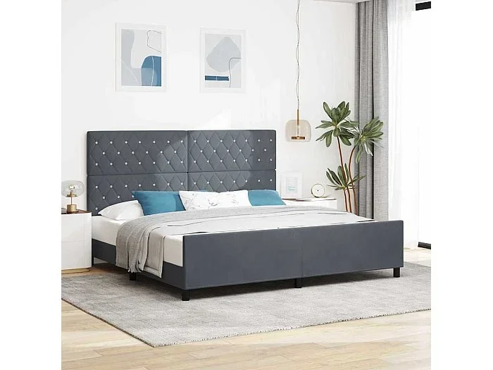 Estructura de cama Gris oscuro 200 x 200 cm Terciopelo