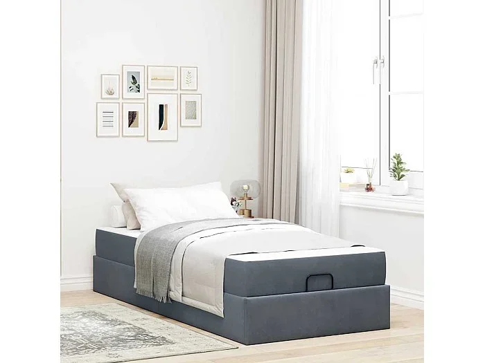Estructura de cama Gris oscuro 90 x 200 cm Terciopelo