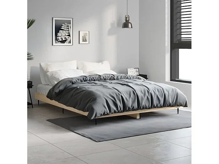 Estructura de cama madera contrachapada roble Sonoma 140×190 cm