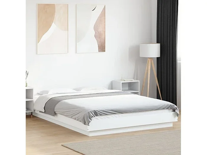 Estructura de cama madera de ingeniería blanca 120×190 cm