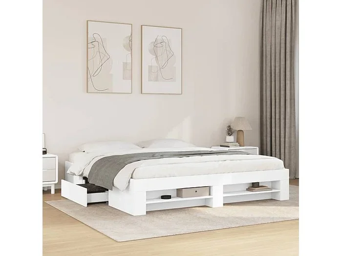Estructura de cama madera de ingeniería blanca 180×200 cm