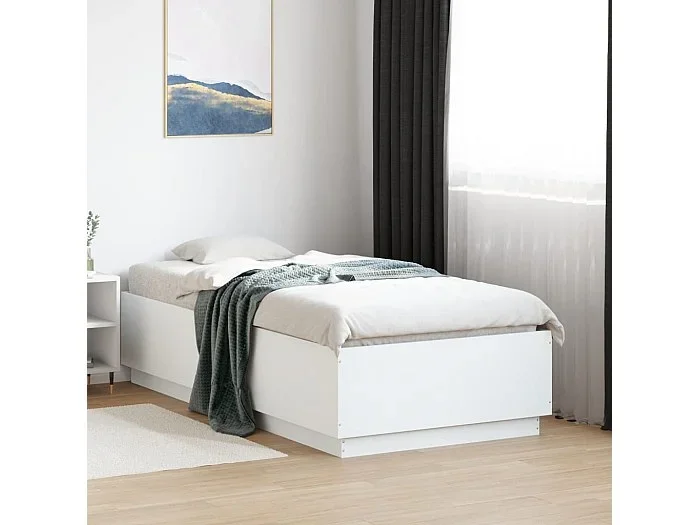 Estructura de cama madera de ingeniería blanca 75×190 cm