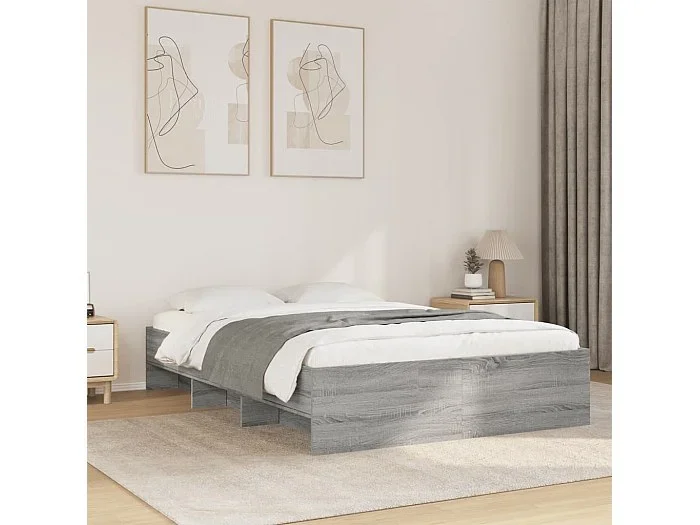 Estructura de cama madera de ingeniería gris Sonoma 140×190 cm