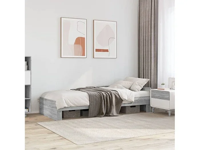 Estructura de cama madera de ingeniería gris Sonoma 75×190 cm