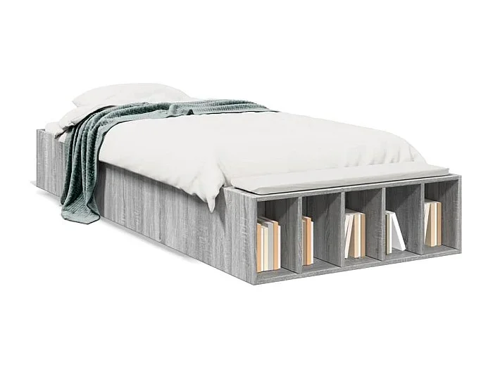 Estructura de cama madera de ingeniería gris Sonoma 90×190 cm