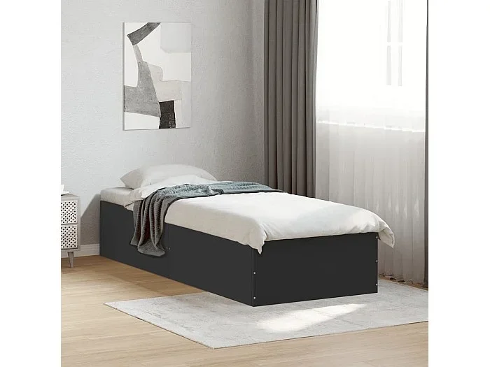 Estructura de cama madera de ingeniería negra 100×200 cm
