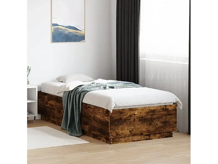 Estructura de cama madera de ingeniería roble humo 100×200 cm