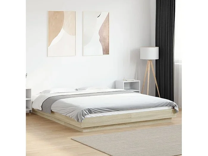Estructura de cama madera de ingeniería roble Sonoma 150×200 cm